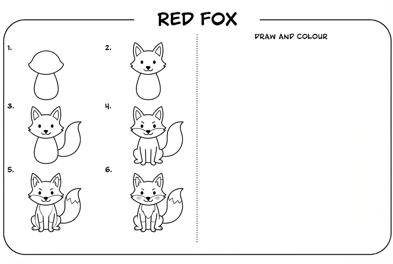 How to draw a red fox step by step — 6 steps from the Chunky Badger British Animals book